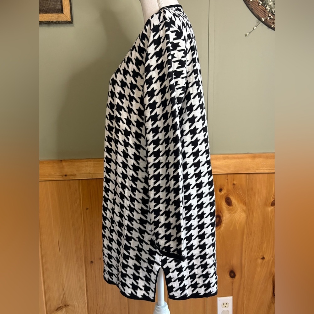 Kasper Black and White Houndstooth Open Front Topper Jacket/Cardigan XL NWT - Picture 4 of 13